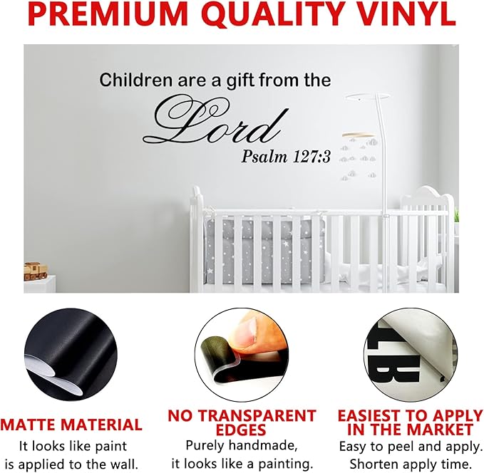 AnFigure Wall Stickers for Kids, Bible Verse Wall Decor, Inspirational Church Blessing Saying Sign Family Lettering Decorations Home Art Decor Vinyl Stickers Children Area Gift From The Lord 32"x12.5"