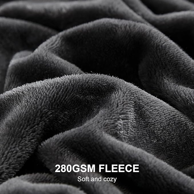 Hansleep Fleece Charcoal Full Blanket, Super Soft Flannel Fuzzy Plush Cozy Blanket for All Seasons, Charcoal, Full 84x90 Inches
