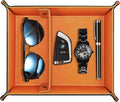 SITHON Valet Tray Desktop Storage Organizer, Removable 2 Compartments Catchall Tray Bedside Vanity Nightstand Caddy Holder Desk Storage Plate, Orange