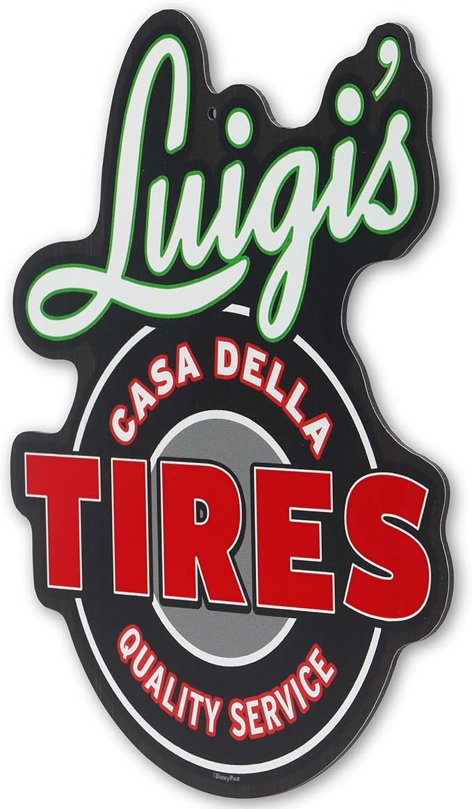 Disney Pixar Cars Luigi's Casa Della Tires Metal Wall Sign - Fun Cars Decoration for Kids' Bedroom or Garage