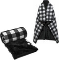 forestfish Fleece Wearable Blanket Oversized, Comfy Lightweight Lap Blanket Poncho Throw with Buttons, 63“x 55”(Black)