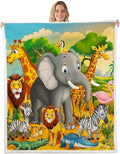 Giraffe Fleece Blanket Lemur Rhino Lion Sherpa Blanket Cartoon Safari Animals Blanket Throw for Kids Boys Girls Elephant Hippo Camel Snake Jungle Zoo Fuzzy Blanket Baby 30"x40" Child Room Sofa Decor