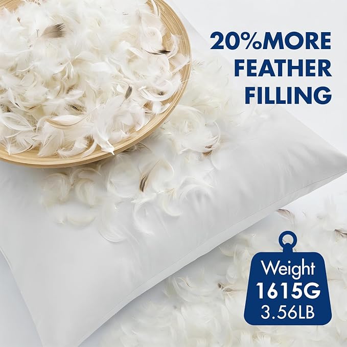 MIULEE Pack of 4 26x26 Euro Pillow Inserts, Premium Feather and Down Decorative Throw Pillows, Fluffy and Choppable, Cotton Fabric for Sofa Bed Couch