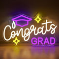 Congrats Grad Neon Sign with Cap - 16.93" x 10.63" Dimmable LED Graduation Light Up Signs Grad Light Sign for Class of 2026 Celebrations, Prom Party, Room Dorm Backdrop, Graduation Gift