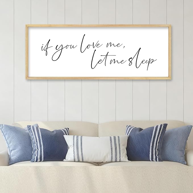 YWJKWLGS If You Love Me Let Me Sleep Sign Wall Art 40"×15" Funny Bedroom Decor Above Bed for Sleep Lovers Humorous Rustic Wooden Plaque for Her/Him (Wood)