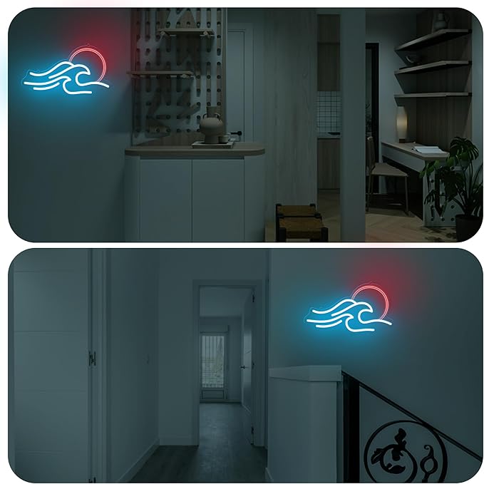 Wave Neon Signs for Wall Decor, Anywin Dimmable Neon Sign Sunrise Sunset Led Signs Wave Art Neon Lights For Living Room, Bedroom Gaming Room, Hotel Decor, Cool Birthday Gifts for Friends, Partner
