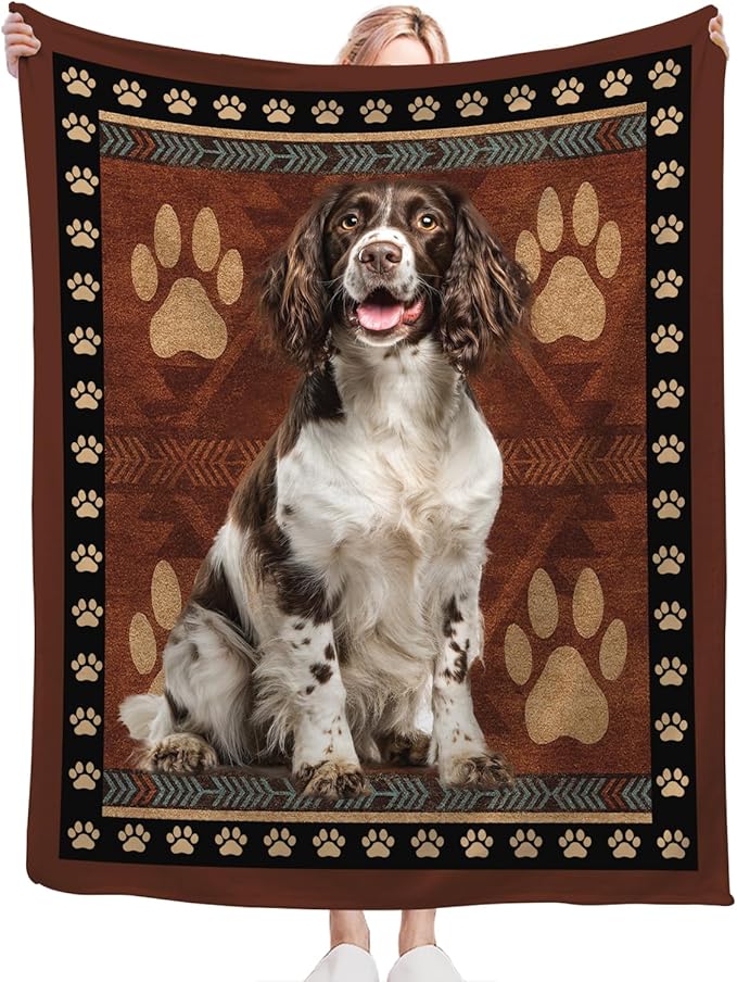 Springer Spaniel Blanket for Girls Women Boys Men Adults Kids Soft Cozy Fleece Cute Dog Throw Blankets Gifts Warm Flannel Plush Lightweight Decor for Couch Bed Sofa 50"X40"