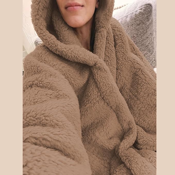 Wearable Blanket Sherpa Poncho Office Work Warm Cozy Shawl Blanket,Plush Cape Wrap for Adults
