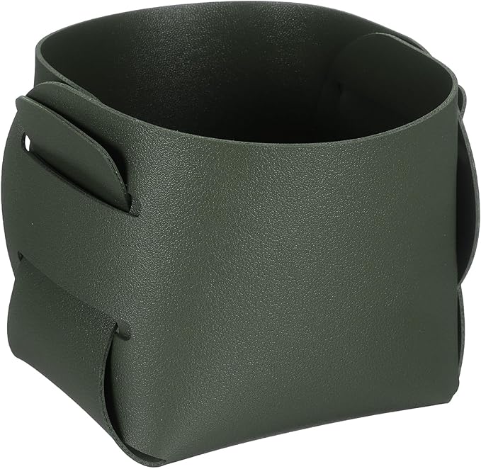 uxcell Valet Tray Organizer, PU Leather Desktop Storage Organizer Box Tray Entryway Table Bedside Nightstand Catchall Vanity Tray for Jewelry Key Coin Watch Wallet (Green)