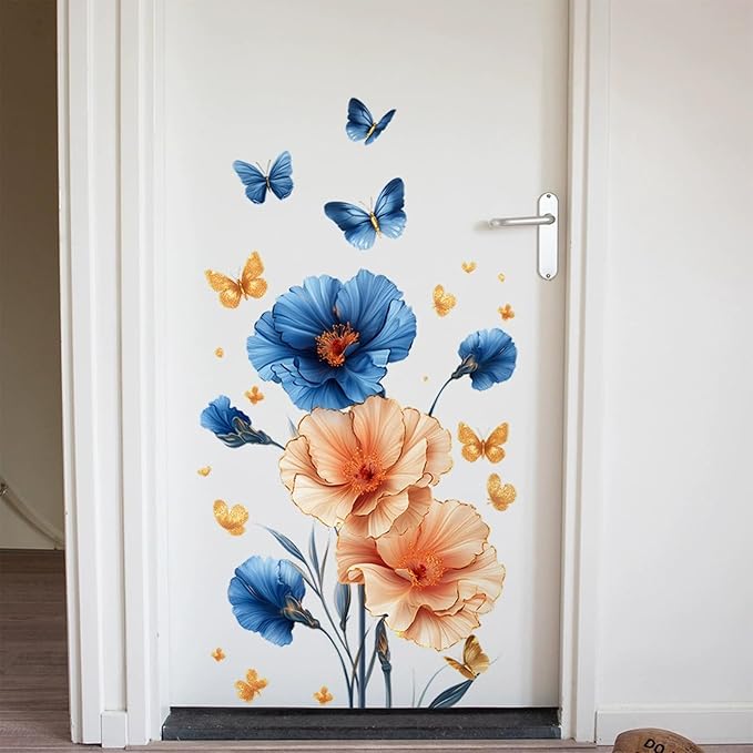 TUOKING Flowers Wall Stickers Decor,Removable Wall Murals Peel and Stick Modern Wall Art Decal Home Decor for Kitchen,Bedroom,Living Room(h28)
