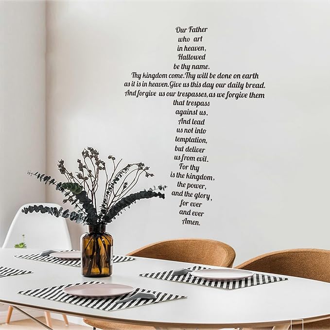 decalmile The Lord’s Prayer Wall Decals Quotes Our Father who Art in Heaven Inspirational Christian Bible Sayings Wall Stickers Living Room Bedroom Church Home Decor(Finished Size: 26 Inch x 34 Inch)
