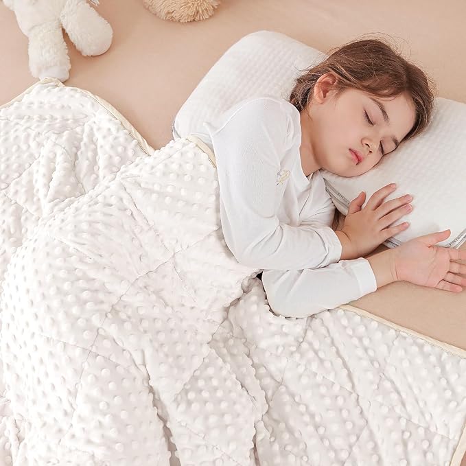 Sivio Weighted Blanket 5lbs, 36 x 48inches, Soft and Cozy Cooling Heavy Blanket for All-Season, Calm Sleeping and Nap, Suit for Car, School and Home, Machine Washable, White