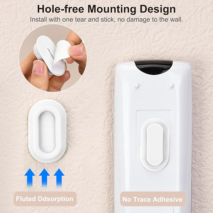 Magnetic Remote Control Holder Wall Mount 4 Pack Soft Silicone Remote Control Caddy with Strong Adhesive Remote Holder - White