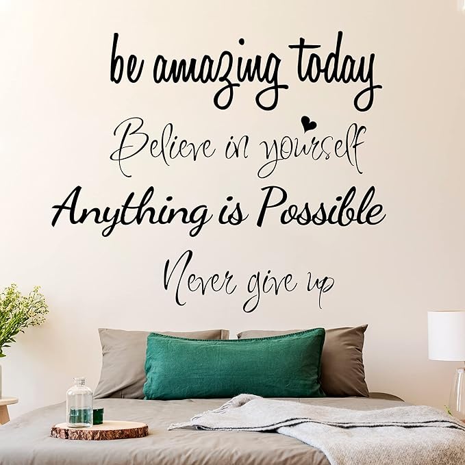 Sinekong Large Inspirational Quote Wall Decals, Removable Positive Saying Lettering Stickers, Motivational Word Decal Peel and Stick for Classroom Home Living Room Bedroom Office DIY Art Decor