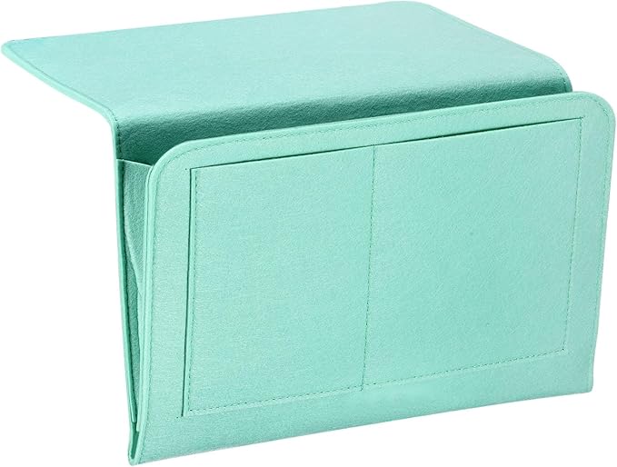 PATIKIL 13in Bedside Caddy, Bed Caddy Bedside Organizer Hanging Soft Felt 5 Pockets Bed Pockets Bedside Storage Organizer Remote Control Holder for Bedroom Phones Glasses, Green