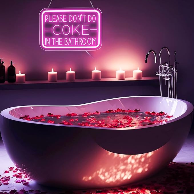 Please Don’t Do Coke in the Bathroom Neon Sign for Wall Art，Led Neon Light Decoration of Bathrooms in Bars and Clubs，Restroom、funny bathroom decor，Gifts for Teen Boys