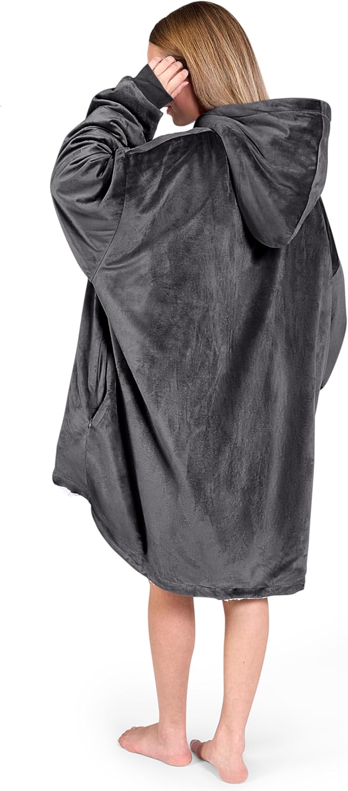 Bare Home Wearable Blanket Hoodie - Soft Plush Sherpa - Warm and Cozy - Oversized Wearable Blanket - Adult & Kid Sizes