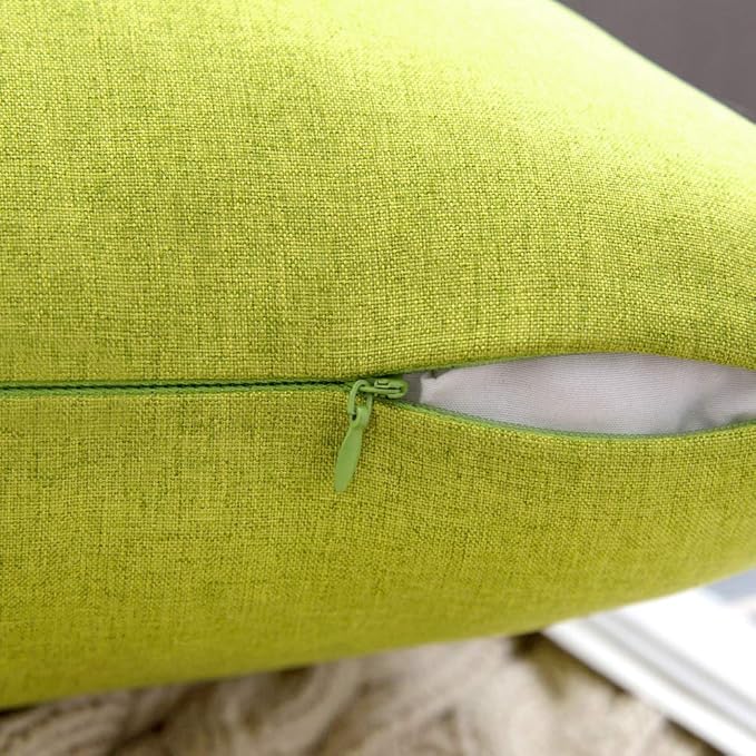MIULEE Pack of 2 Decorative Outdoor Solid Waterproof Throw Pillow Covers Spring Faux Linen Garden Farmhouse Cushion Cases for Summer Patio Tent Balcony Couch Sofa 16x16 Inch Green