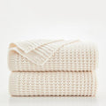 Douceur Cream Throw Blanket for Couch, Soft Chunky Cable Knit Throw Blanket, Classic Fisherman's Rib Stitch Pattern Throw for Living Room,50"X60"