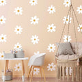 BBTO Daisy Wall Decal Flower Vinyl Wall Decals Daisy Stickers Floral Decals Peel and Stick for Nursery Art Bedroom Living Room(Simple Style,White)