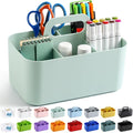 Multiuse Caddy Organizer with Handle - Stackable Plastic Tote Bin - Art Craft Supplies, Office, Desk, Stationery Pen Holder, Kitchen, Utensil, Makeup, Bathroom, Shower, Cleaning, Dorm Organizer - Mint