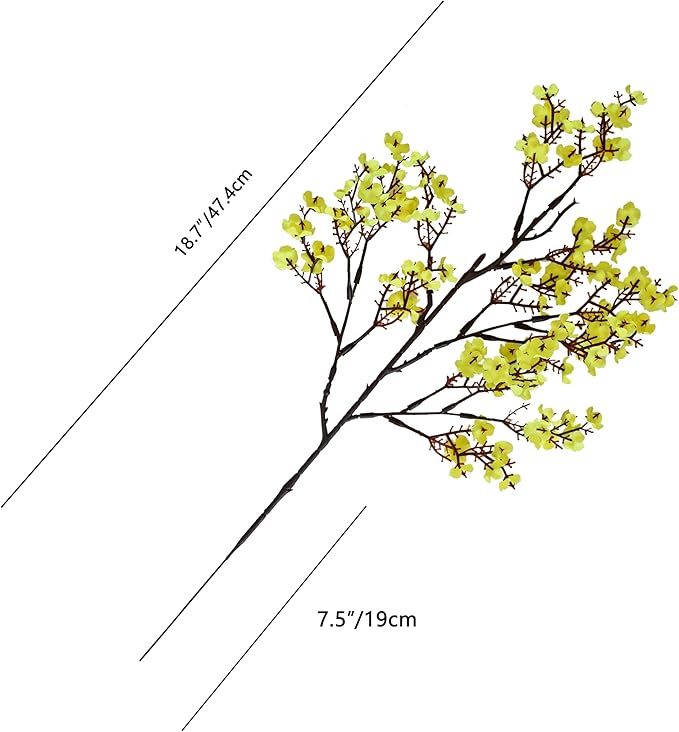 Mandy's Yellow Artificial Baby’s Breath Flowers 6 Bundles Silk Gypsophila, 18.5 Inch European Style Modern Home Decor Centerpiece, Neutral Wedding Flower Arrangements