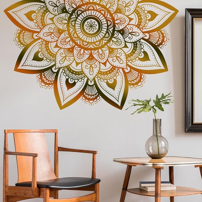 Runtoo Large Mandala Wall Decal Boho Flower Wall Stickers for Living Room Bedroom Headboard Yoga Home Decor