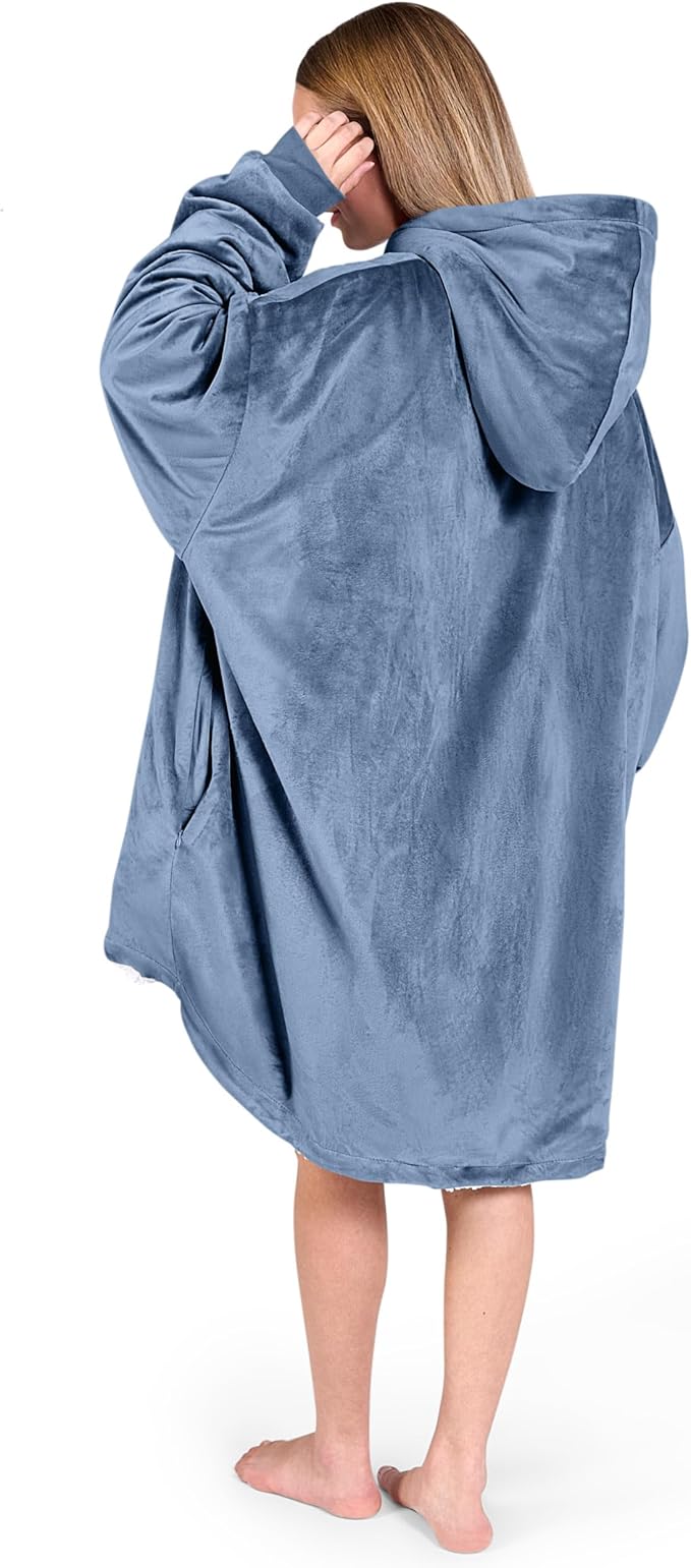 Bare Home Wearable Blanket Hoodie - Soft Plush Sherpa - Warm and Cozy - Oversized Wearable Blanket - Adult & Kid Sizes
