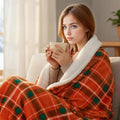 LUXIAN Electric Heated Blanket Full Size 72"x84" - Microplush & Sherpa Fabric Dual-Sided, 9 Heat Settings & 1-10 Hours Auto Off, Cozy Warming Throw for Home, Office, or Bed, Machine Washable, Orange