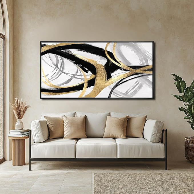 Large Canvas Wall Art Room Decor Framed Wall Art Abstract Line Paintings Home Decoration for Living Bedroom Office 29"x58"