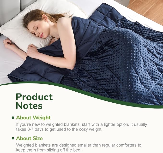 Sivio Weighted Blanket for Adults (15 lbs, 48" x 72") Soft Minky Heavy Blanket for Sleeping Perfect for 140-160 lbs, Twin Size Breathable Cooling Weighted Throw Blanket, Machine Washable,Navy Blue