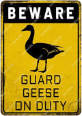snowsun Beware Guard Geese on Duty Funny Metal Signs Vintage Tin Sign for Home Yard Farm Street Fence Wall Decoration 8×12 Inches