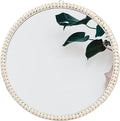 SWTHONY 20 Inch Boho Beaded Round Mirror Wall Decor, Decorative Hanging Circle Nursery Mirrors for Girl Room, Farmhouse, Livingroom, Bedroom