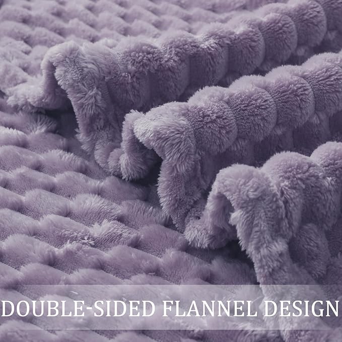 Exclusivo Mezcla Fleece Throw Blanket for Couch, Extra Large Fuzzy Grayish Purple Bed Blankets, Soft Cozy Plush Sofa Throws for All Seasons, 50x70 Inches
