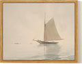 InSimSea Framed Canvas Print Art, Vintage Nautical Sailboat Landscape Painting, Rustic Farmhouse Cottage Decor for Hallway Wall Floating Shelf Desk Vanity Fireplace,10x8in, Neutral Tones