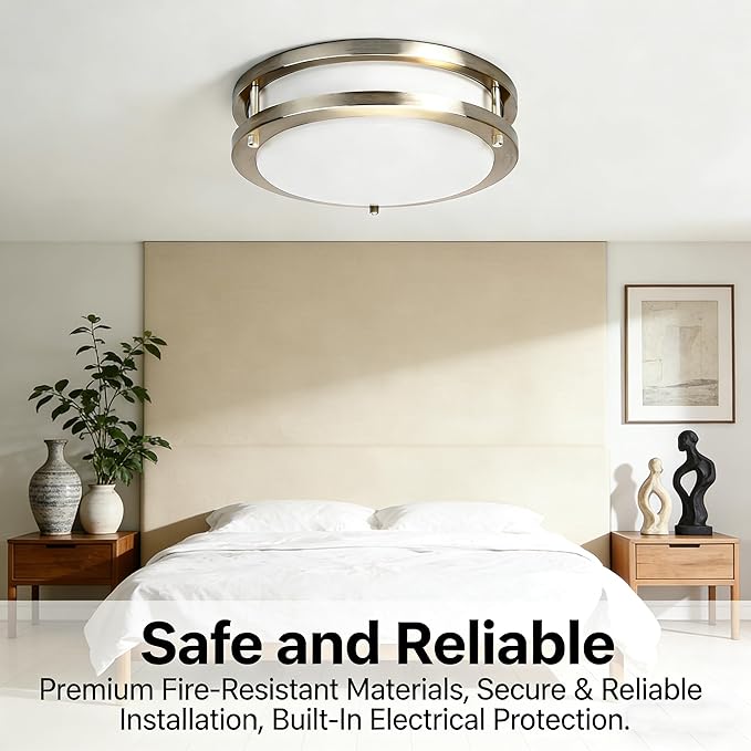 Drosbey 32W Dimmable LED Ceiling Light Fixture, Flush Mount Ceiling Lights for Kitchen, Bathroom, Bedroom, Hallway, 2700K/3000K/3500K/4000K/5000K Adjustable, 300W Equivalent, UL Listed