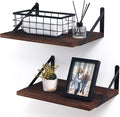 Marsmiles Floating Shelves for Wall, 12 Inch Deep Wood Wall Mounted Shelves Set of 2, 16W x 12D Rustic Wide Floating Shelves for Bedroom Kitchen Living Room, Rustic Brown