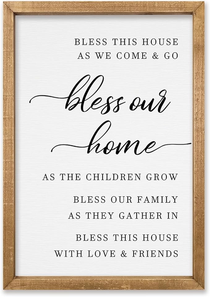 comurdyo Bless This Home Wall Decor 16"×11" Modern Rustic Farmhouse Inspirational Blessing Sweet Family Quote Scripture Sign For Living Room Bedroom House Wall Art Hanging (Wood)