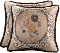 SZHELEJIAM Pillow Covers 18x18 inch,Set of 2 Pillow Cases,Jacquard Retro Embroidered Pillow Cover, Sofa Decorative Cushion Cover,for Bed Couch Sofa Living Room Soft Cushion Cases (Coffee)