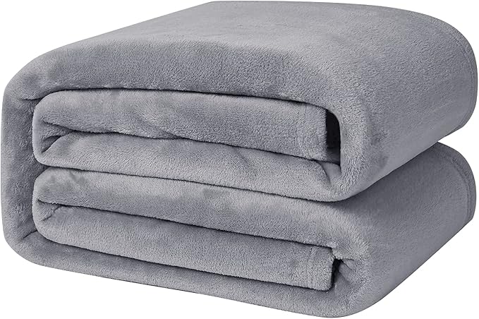 StangH Flannel Fleece Blanket King Size, Plush Super Soft Cozy Microfiber Blankets for Bed Couch, Large Fuzzy Throw Blanket for Babies/Elders, (King Size 108 x 90, Grey)