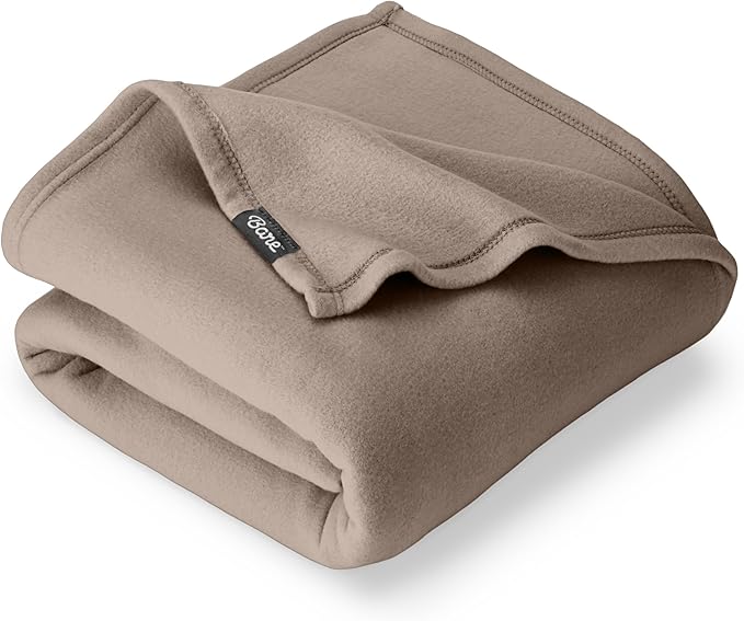 Bare Home Polar Fleece Blanket - Throw - Taupe - Warm & Cozy - Premium Fleece for Bed, Sofa, Camping, Travel and Cold Nights - Lightweight Blanket (Throw, Taupe)