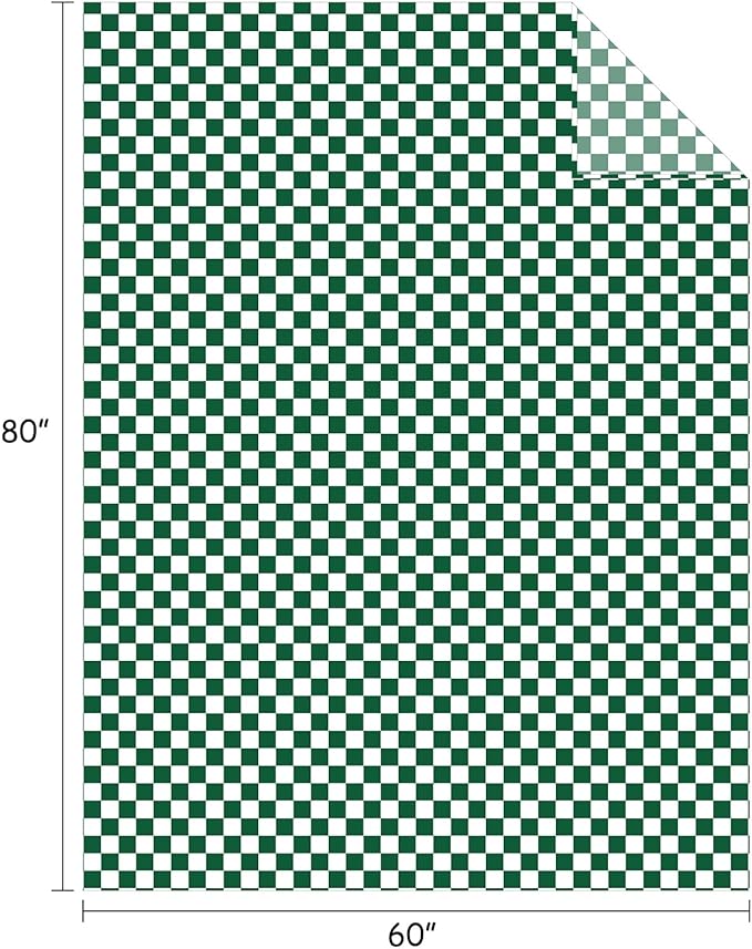 FY FIBER HOUSE Checkered Flannel Fleece Throw Blanket Soft Cozy Checkerboard Grid Print Chessboard Gingham Pattern Blankets for Bed Couch Sofa, 60"x80", Green
