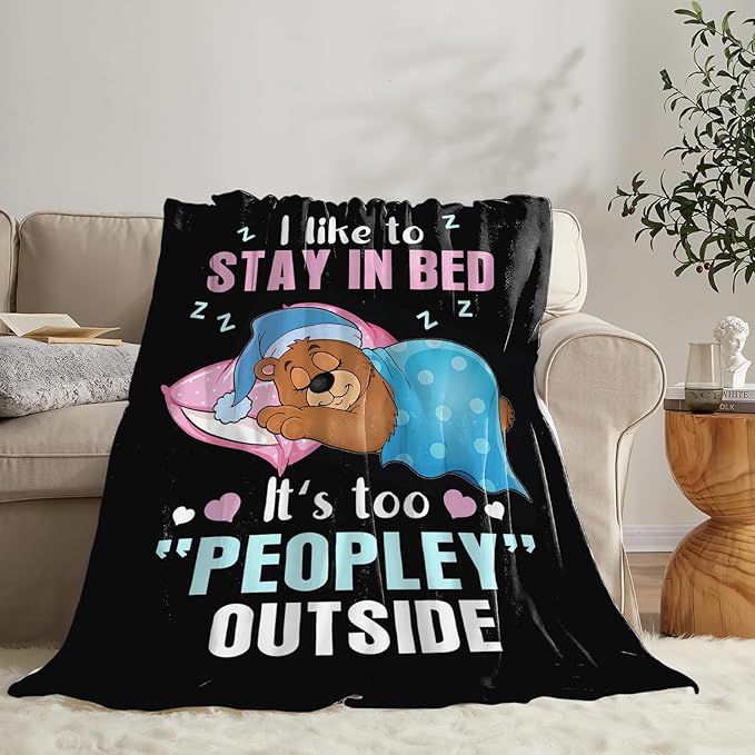 Funny Bear Throw Blanket Bear Gifts for Girls Boys Women Men Kids Adults Soft Flannel Fleece Blanket for Couch Sofa Bed Home Decor 40"x50"