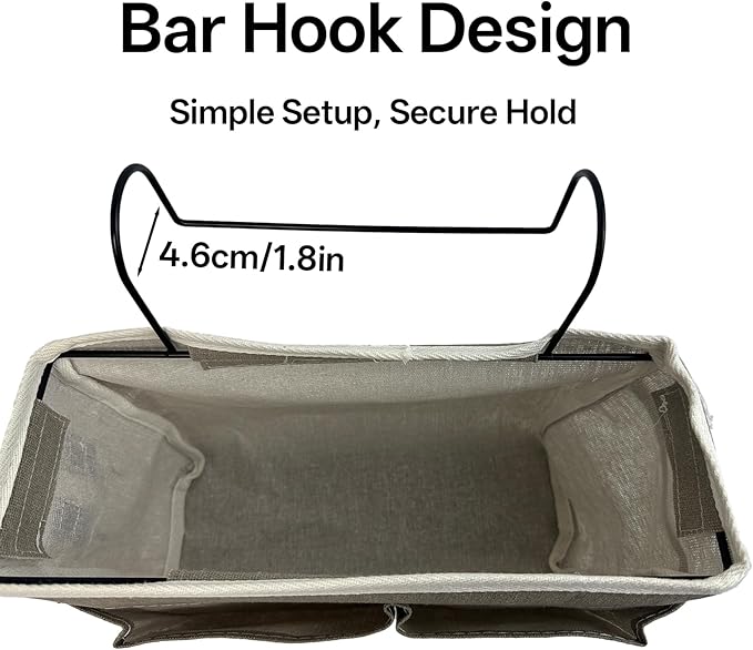 Bedside Caddy, Bedside Storage Bag Hanging Organizer for College Dorm Beds, Hospital Beds, Headboards Bunk Beds, Glasses, Book, Phone, Magazine (Grey)