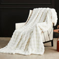 SAPHREAS Faux Fur Throw Blanket for Couch, Fluffy Fuzzy Bubble Blanket for Sofa Bed Living Room, Decor Soft Cozy Gifts for Women Men, 60x80” Cream White