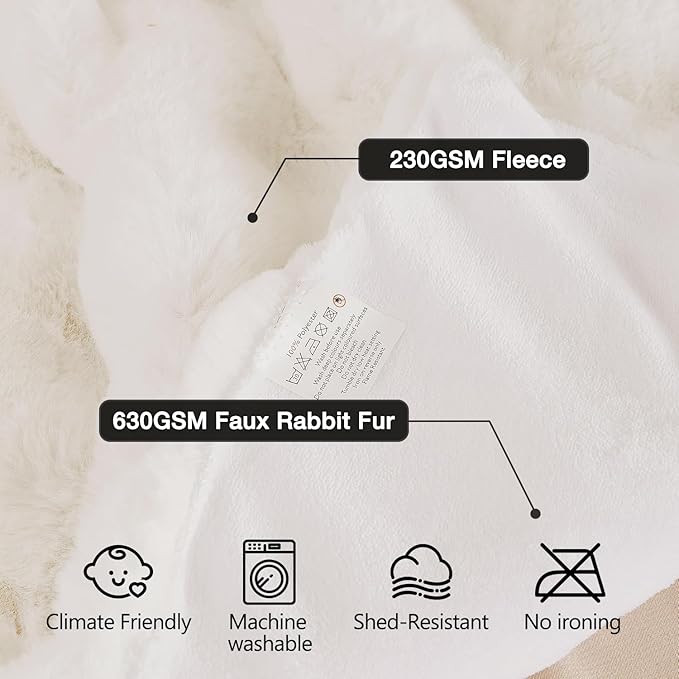 Light Beige Twin Fuzzy Faux Fur Throw Blanket for Couch Bedroom Living Room Furry Soft Fluffy Bed 60x80 Thick Warm Blanket for Winter Home Gifts 860 GSM