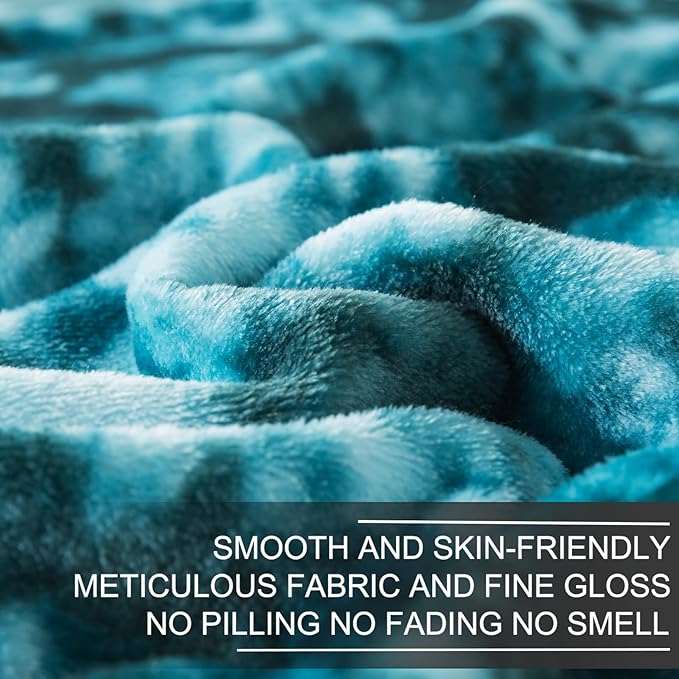 Richave Fuzzy Blanket Queen Size - Teal, Premium Lightweight Anti-Static, Plush and Furry Faux Fur, Reversible Queen Blankets for Queen Full Bed, 90x90 Inches,Teal