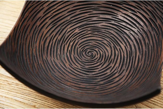 Seraphic 5pc Large Decorative Scoop Bowl Set with Stylish Orbs/Balls – Elegant Centerpiece for Dining/Kitchen Table, Living Room, or Office Decor, 14" diagonal. 11" wide and 5.75" tall, Brown
