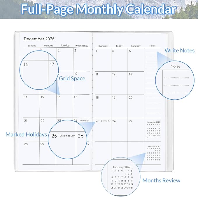 Pocket Calendar 2026-2027, Monthly Planner 2026-2027 - 3.7" x 6.7" - Runs from January 2026 Until December 2027, 2026 Pocket Calendar with PVC Cover for Organizing & Planning