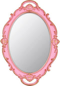 Vintage Small Mirror 14.5 x 10 inch Oval Pink Wall Mirror